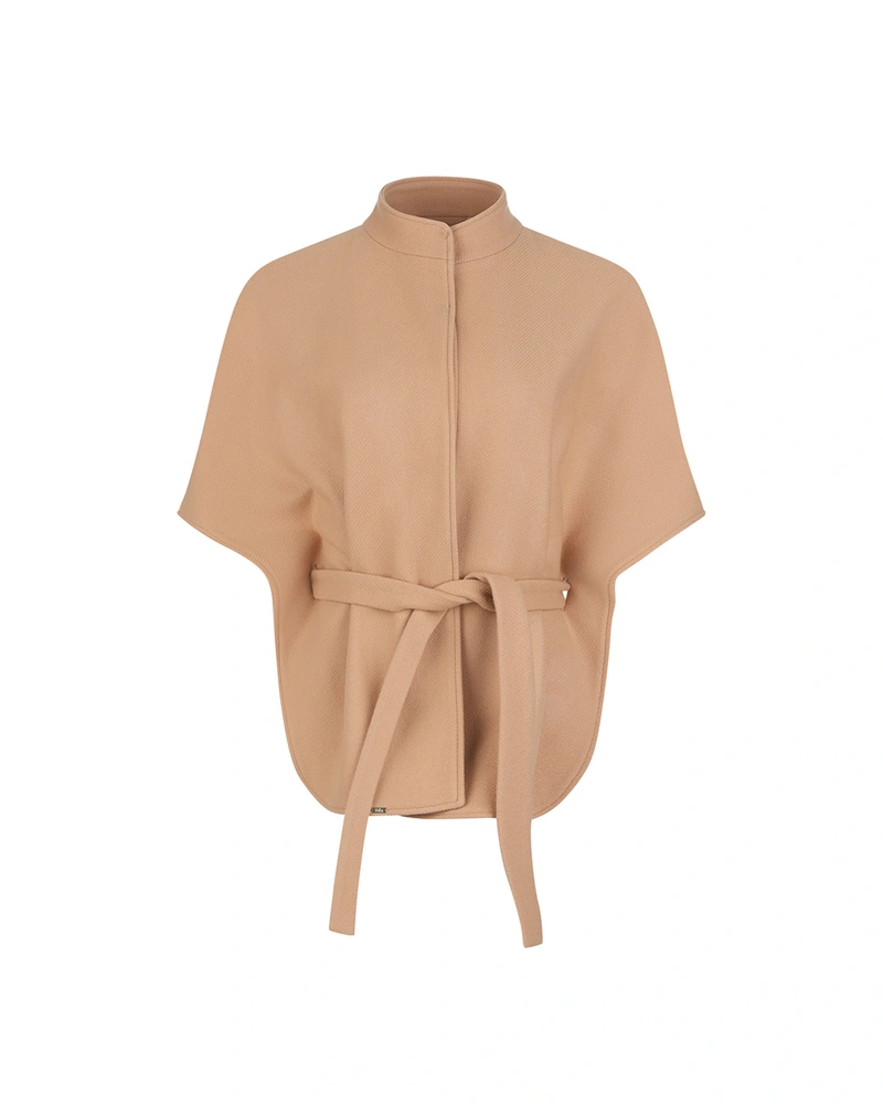Women's belted wool coat in a camel shade | NEW