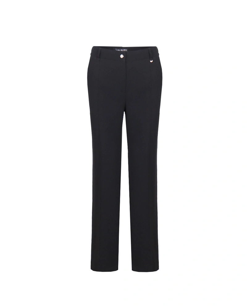 Women's black classic straight trousers with a crease | Trousers