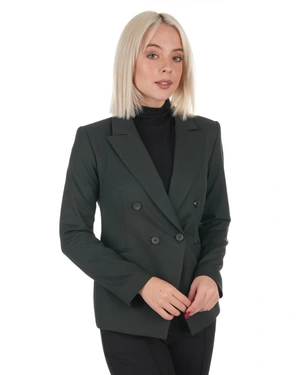 Women's blazer in dark khaki with double-breasted closure | Jackets and Coats - 3