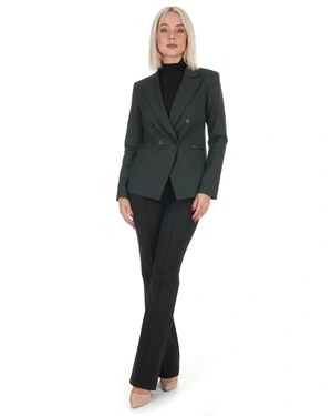 Women's blazer in dark khaki with double-breasted closure | Jackets and Coats - 5