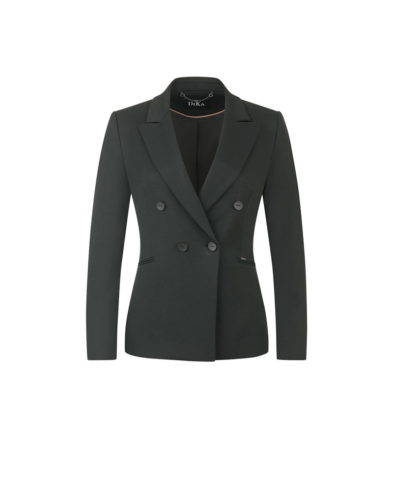Women's blazer in dark khaki with double-breasted closure | Jackets and Coats