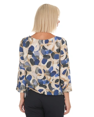 Women's blouse made from 100% viscose with an artistic blue print | Blouses | Dika.bg - 4 Women's blouse made from 100% viscose with an artistic blue print | Blouses - 4