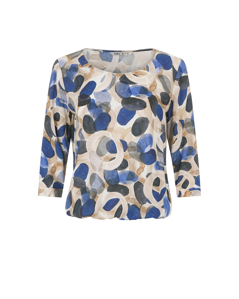 Women's blouse made from 100% viscose with an artistic blue print | Blouses