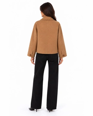 Women's coat made from 100% wool in a light beige colour | Outerwear - 2