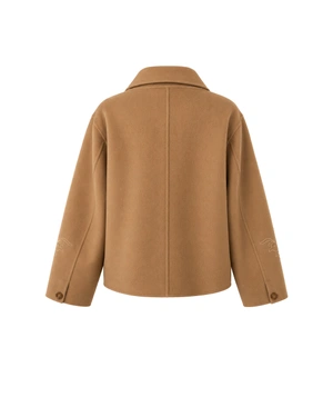 Women's coat made from 100% wool in a light beige colour | Outerwear - 3