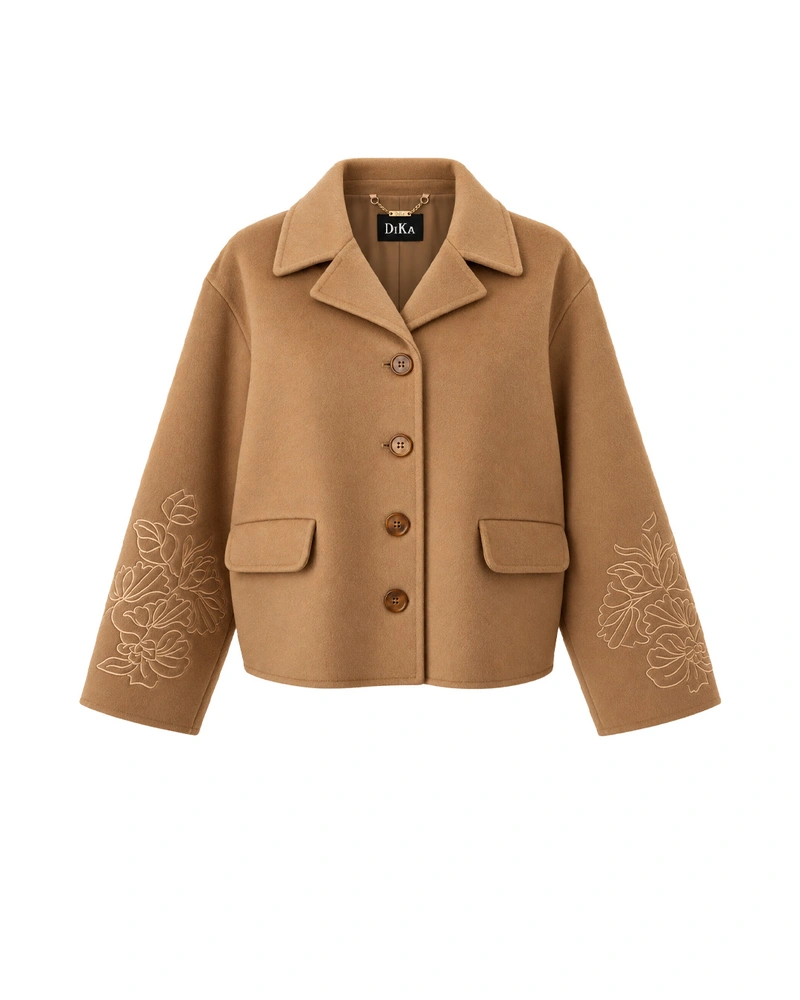 Women's coat made from 100% wool in a light beige colour | Outerwear | Dika.bg Women's coat made from 100% wool in a light beige colour | Outerwear