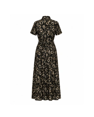 Rochie de damă cu imprimeu artistic și curea în talie | Rochii - 2