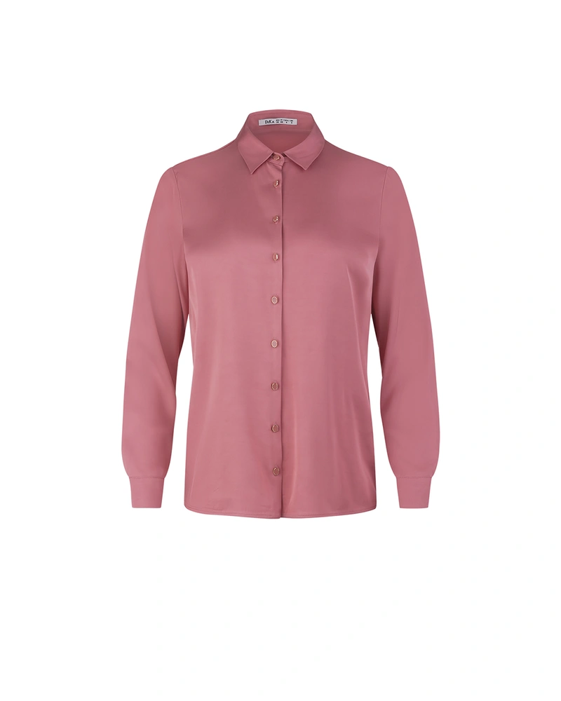 Women's satin viscose shirt in a Rose Ash shade | Shirts | Dika.bg Women's satin viscose shirt in a Rose Ash shade | Shirts