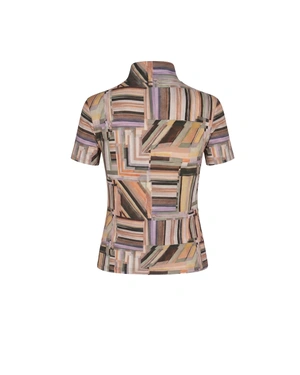 Women's short-sleeved viscose top with a geometric print | Tops and T-shirts - 3