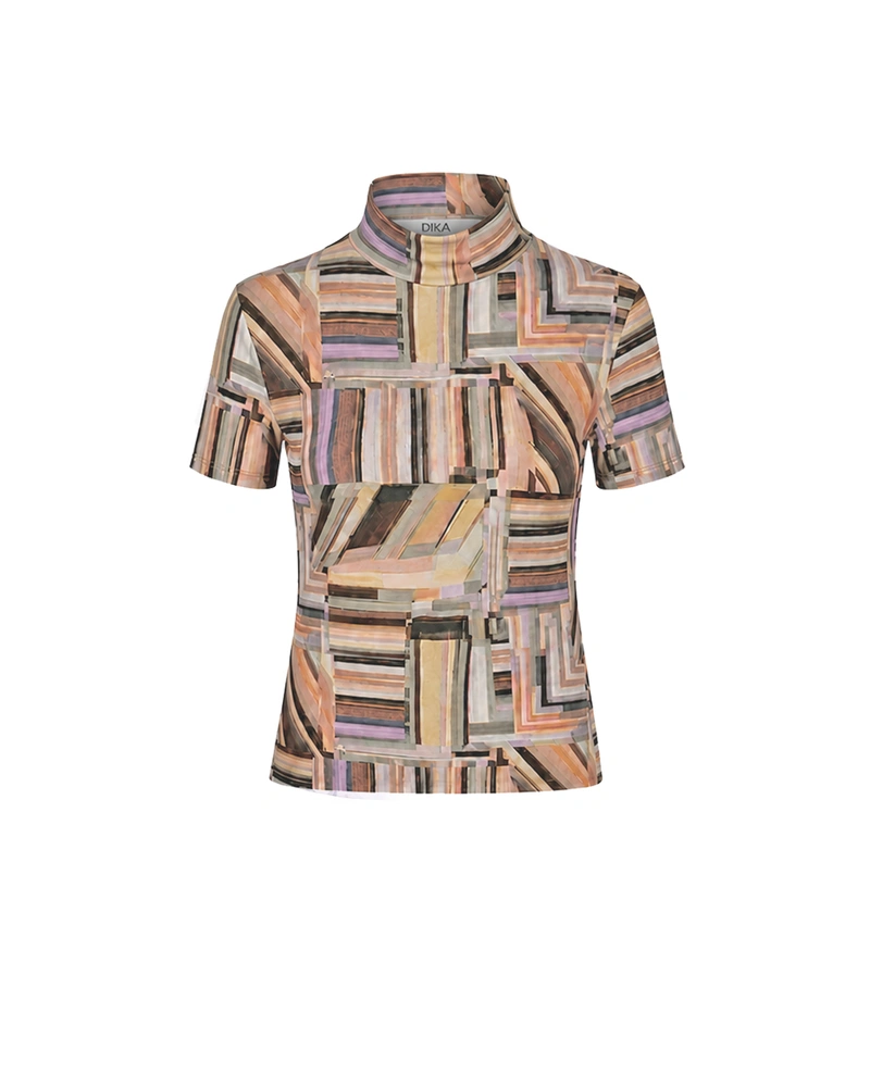 Women's short-sleeved viscose top with a geometric print | Tops and T-shirts