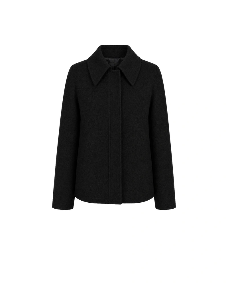 Women's short wool coat in black | NEW
