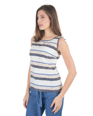 Ženska prugasta lanena bluza za leto | NOVO - 2