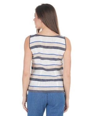 Ženska prugasta lanena bluza za leto | NOVO - 3