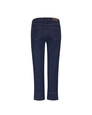 Women's wide-leg jeans in blue denim with pressed creases and turn-up cuffs | Denim - 3