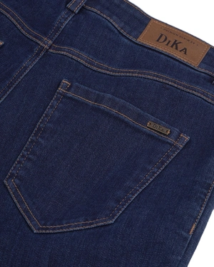 Women's wide-leg jeans in blue denim with pressed creases and turn-up cuffs | Denim - 4