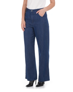 Women's wide-leg jeans made from a cotton, lyocell and hemp blend in blue denim | Denim - 1