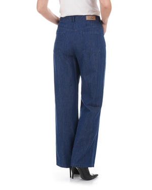 Women's wide-leg jeans made from a cotton, lyocell and hemp blend in blue denim | Denim - 2