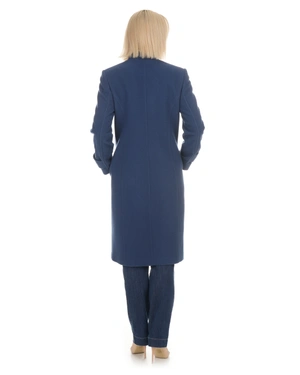 Palton de lână pentru femei, albastru, cu o siluetă elegantă | Îmbrăcăminte de exterior - 2