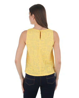Yellow cotton top with embroidery | Tshirts and Tops - 3