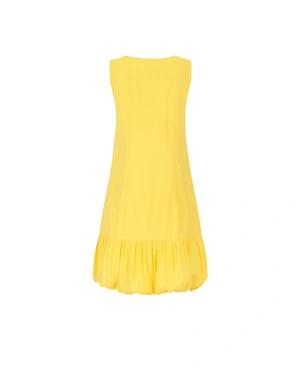Yellow double-layered summer viscose dress with ruffles | Casual collection - 3