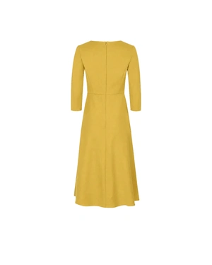 Yellow dress with a flared skirt and decorative buttons | Dresses - 3